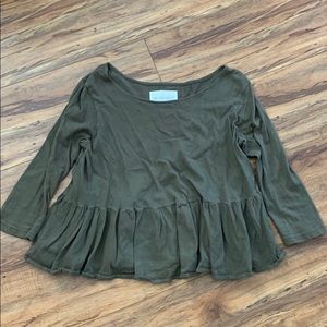 fp olive 3/4 sleeve peplum t-shirt